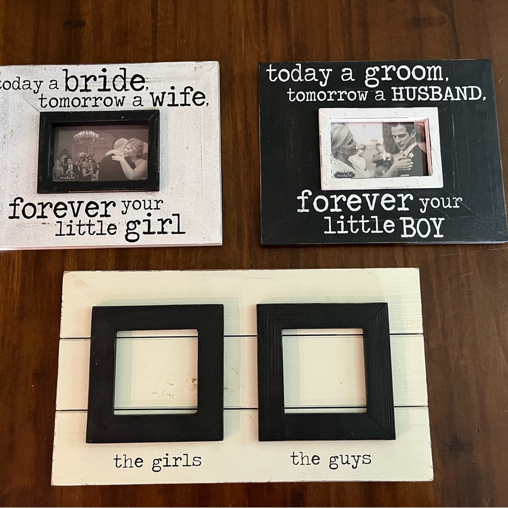 Mud Pie Black and White Wedding Frame Trio